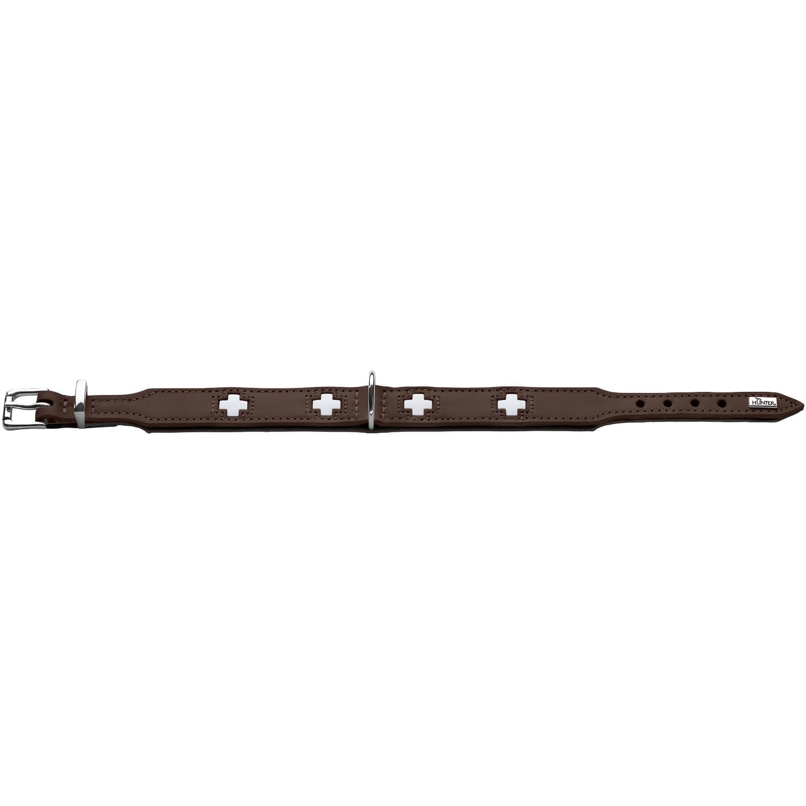 Halsband Swiss Leder braun/schwarz Größe 32