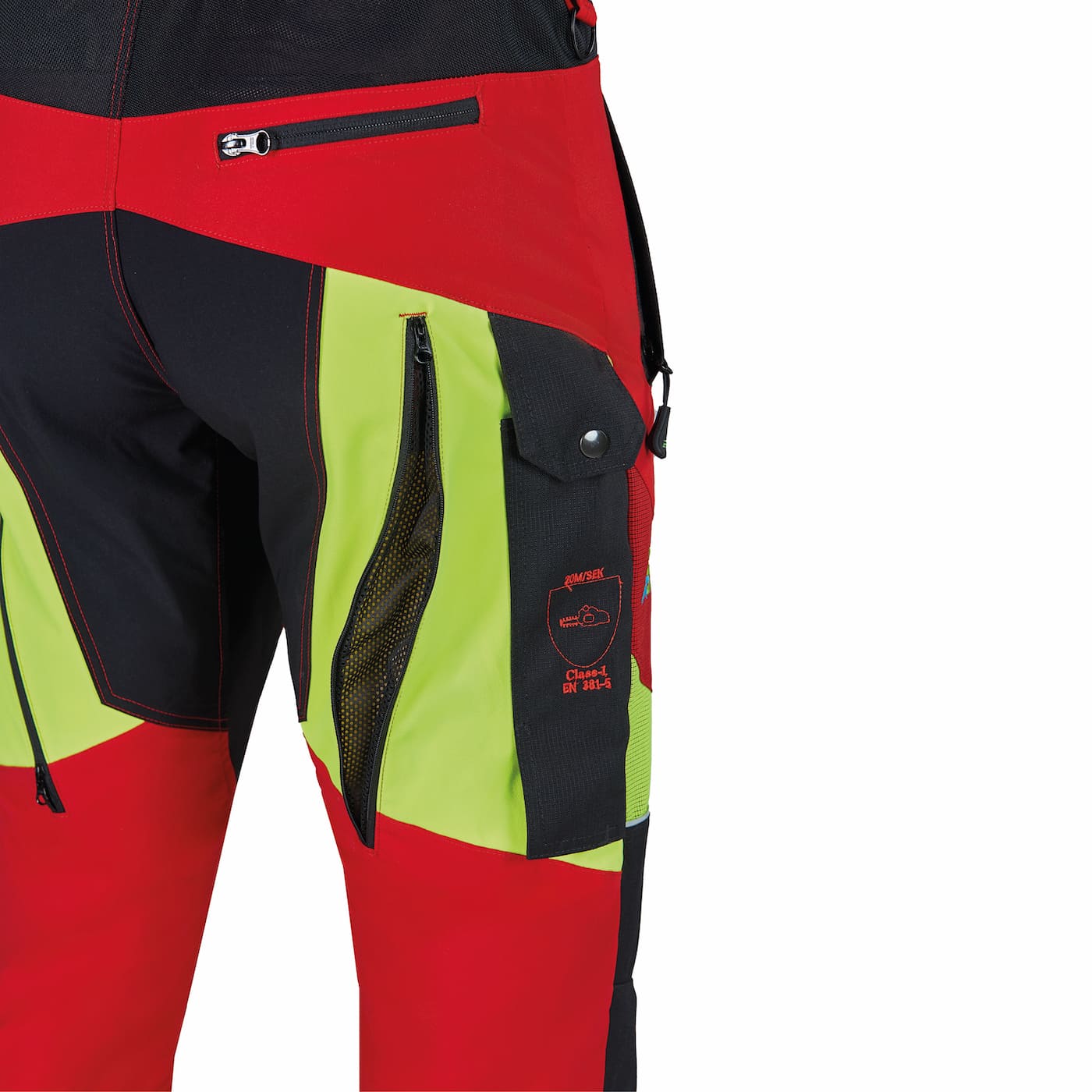 X-treme Breeze Schnittschutzhose rot-gelb Größe 52