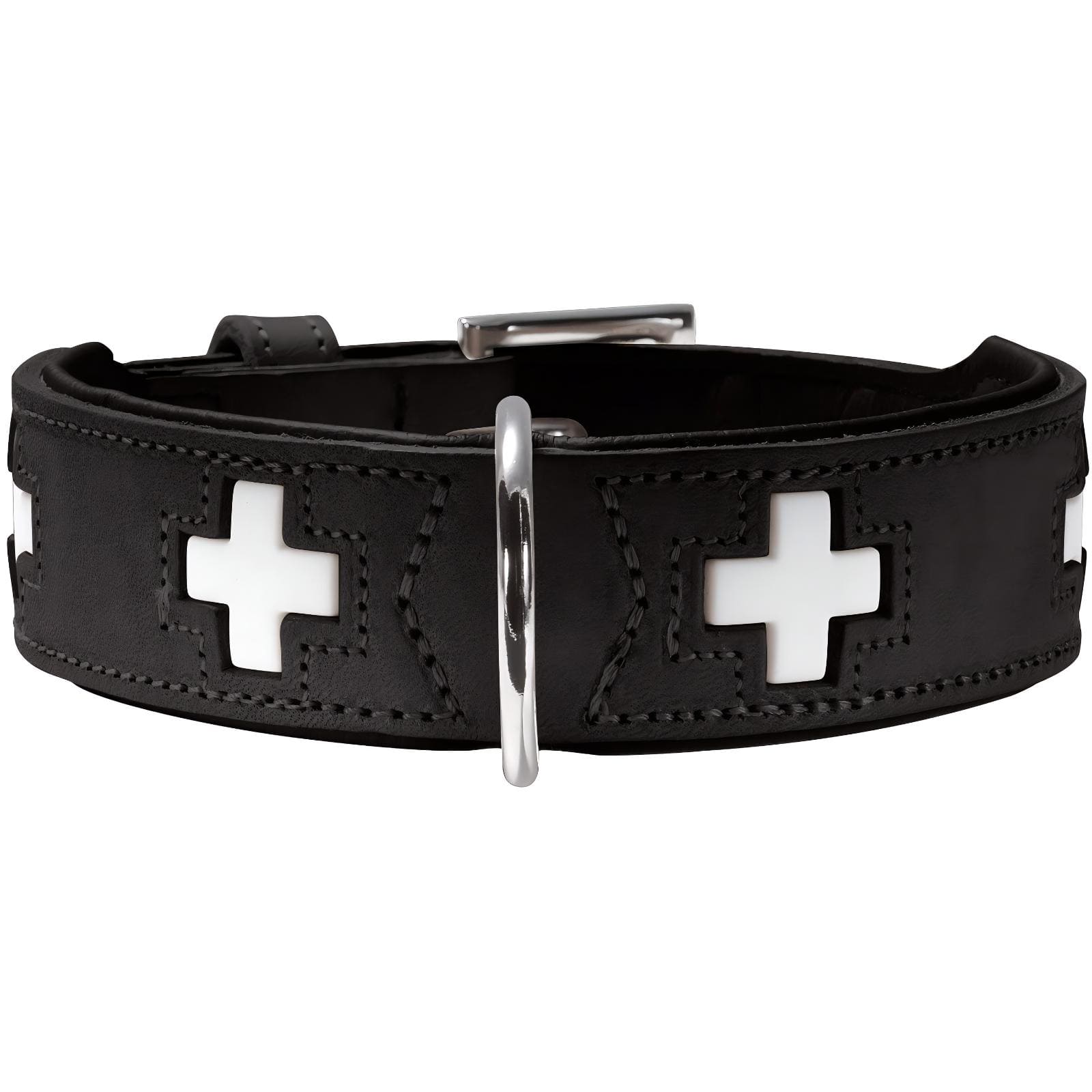 Halsband Swiss Leder schwarz Größe 37