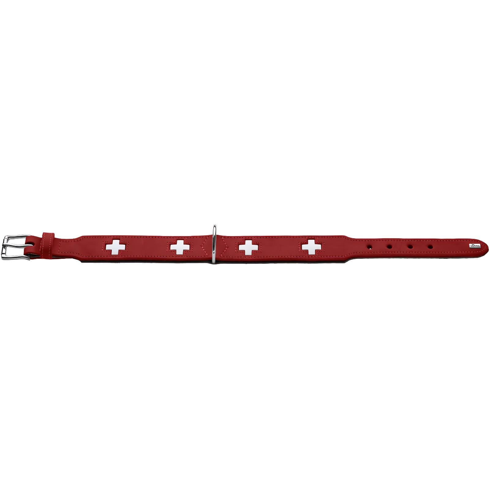 Halsband Swiss Leder rot/schwarz Größe 32