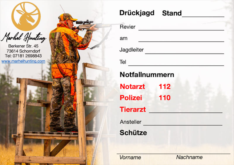 Drückjagd Standkarte Vorlage Marhel Hunting