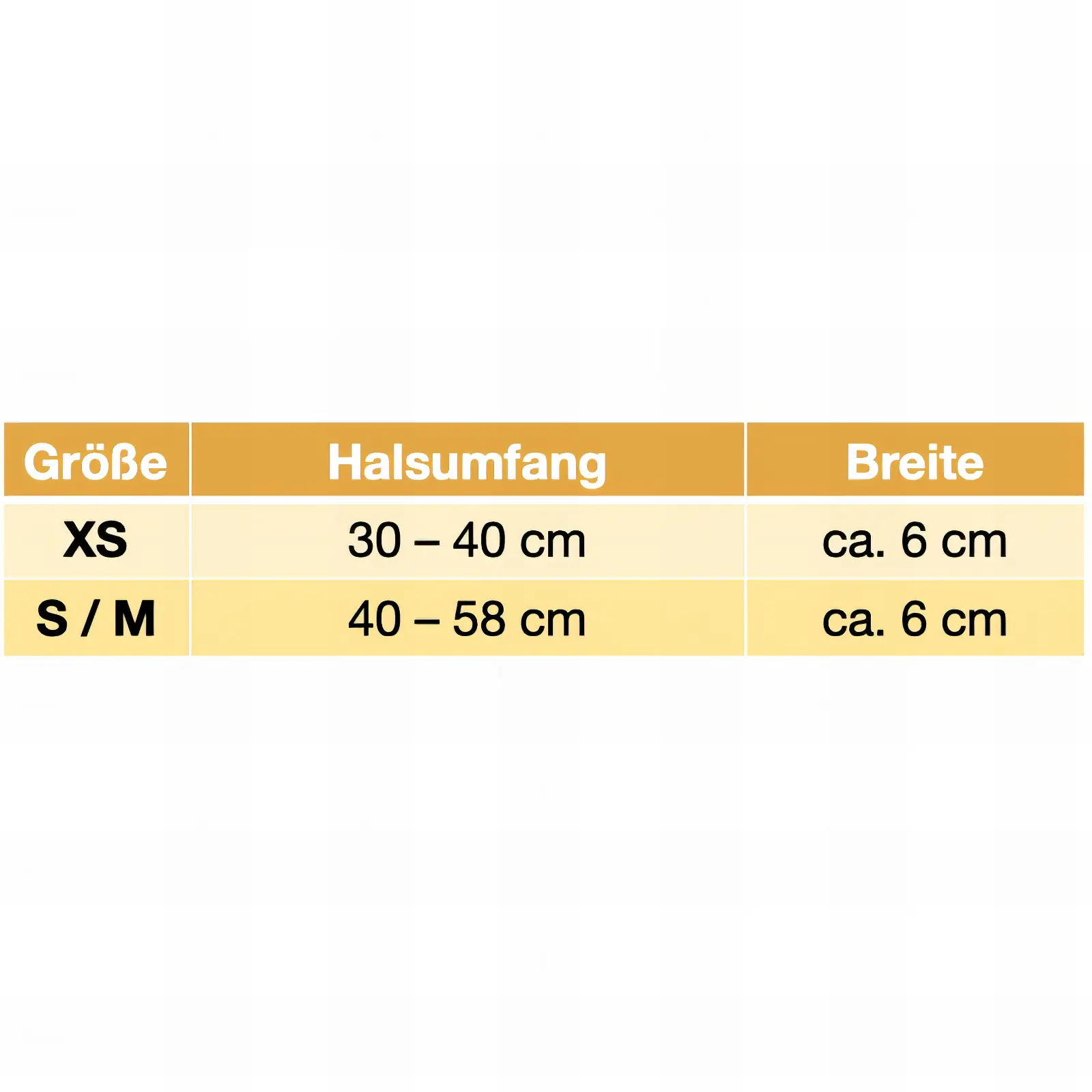 Niggeloh Warnhalsung Größentabelle