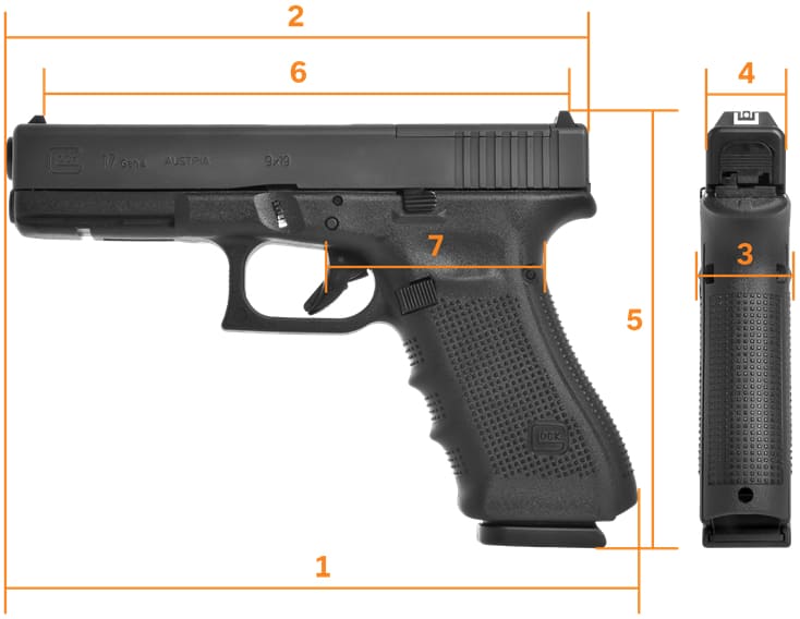 Glock 17 Gen4 M.O.S. Abmessungen
