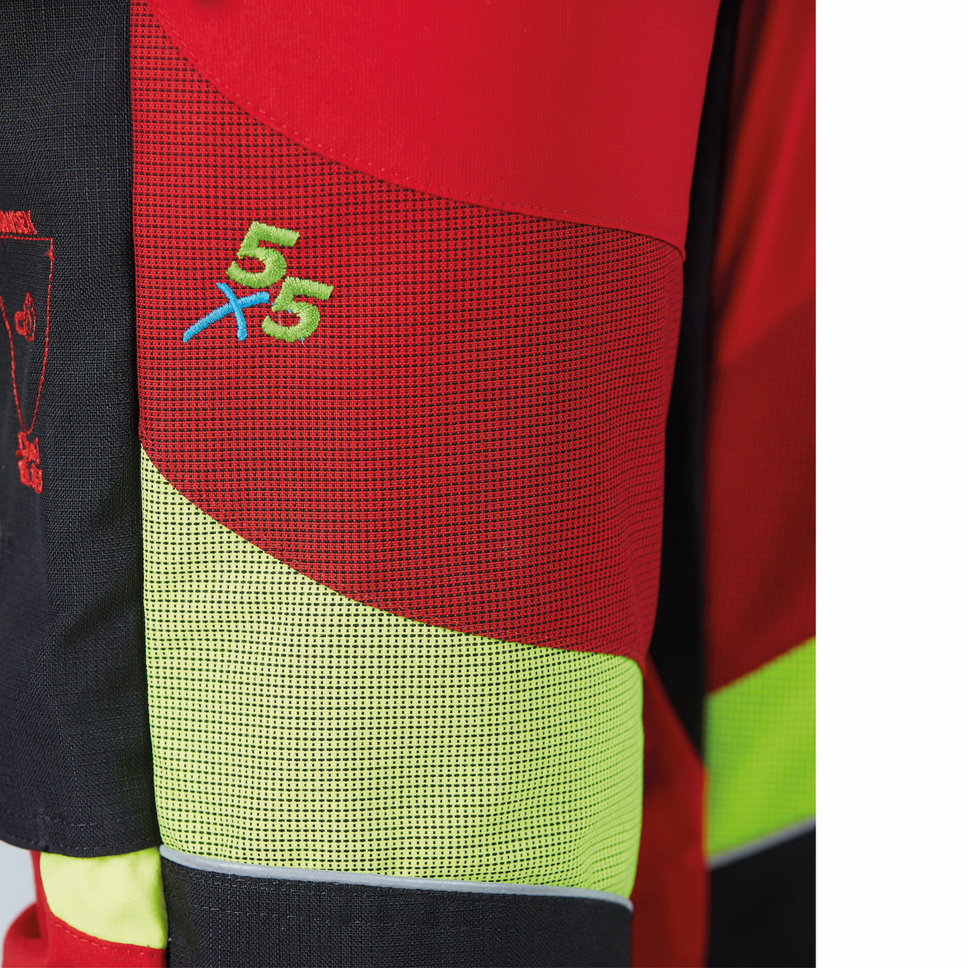 X-treme Breeze Schnittschutzhose rot-gelb Größe 52