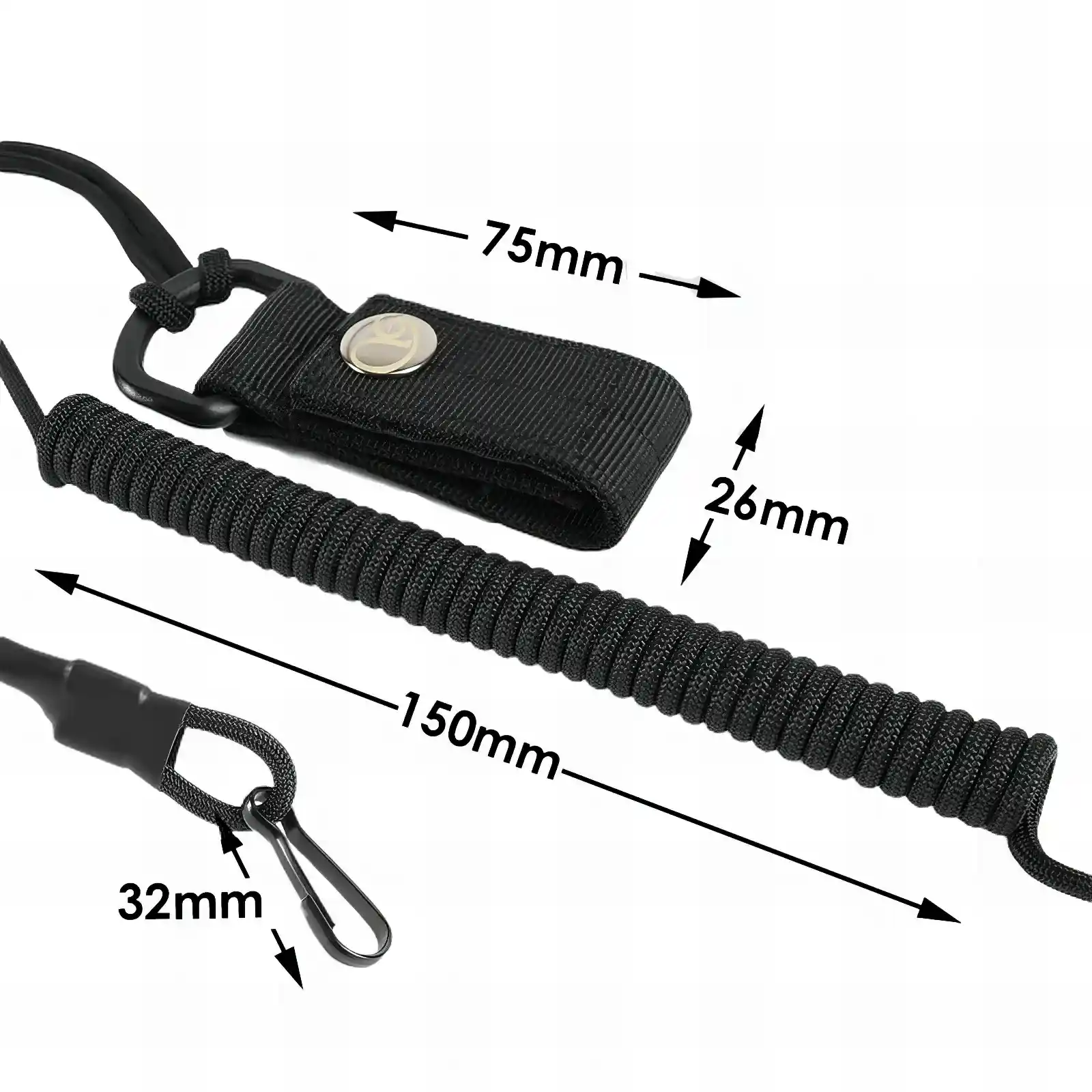 Marhel Hunting Lanyard Fangriemen Spiralkabel schwarz Abmessungen