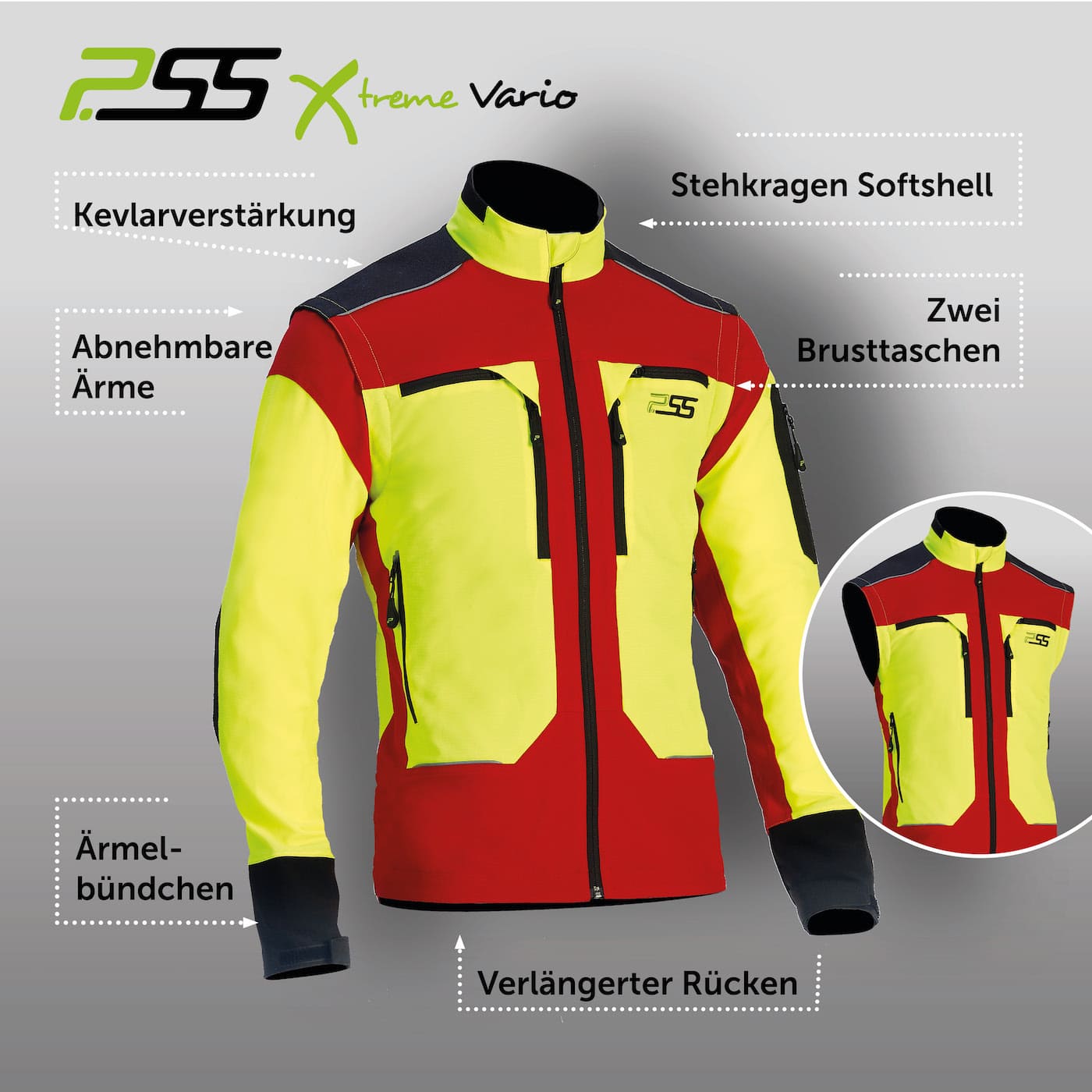 PSS X-treme rot-gelb Funktionsjacke kaufen Vario Größe 3XL